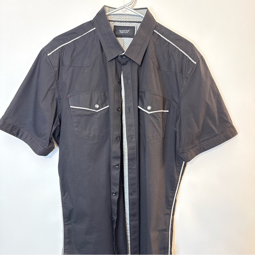 7 Diamonds black short sleeve Button Down Shirt
